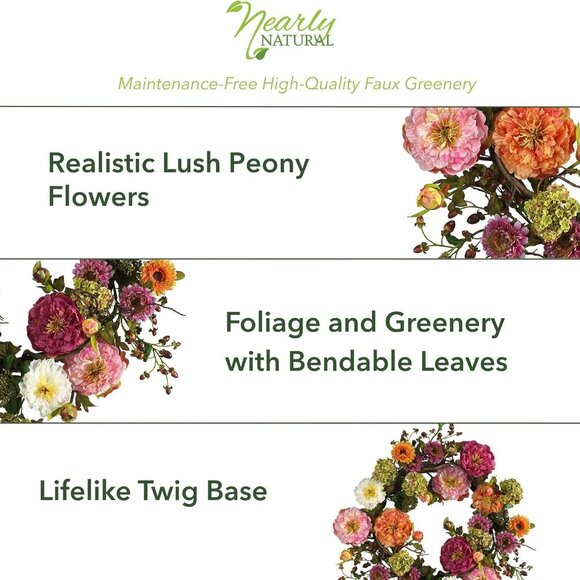 Floral Wreath with Pink, Orange, and Green Blooms - Picture 3 of 6